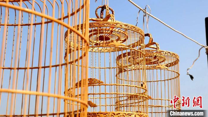 鸟笼艺人侯学文制作出的鸟笼。　巨野融媒中心供图